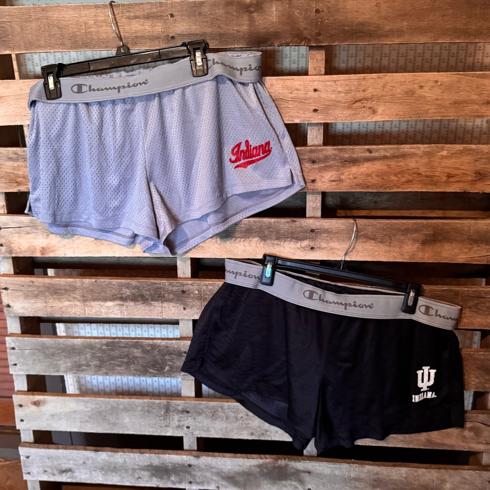 2 Pairs of Champion Indiana University Gray and Black Shorts